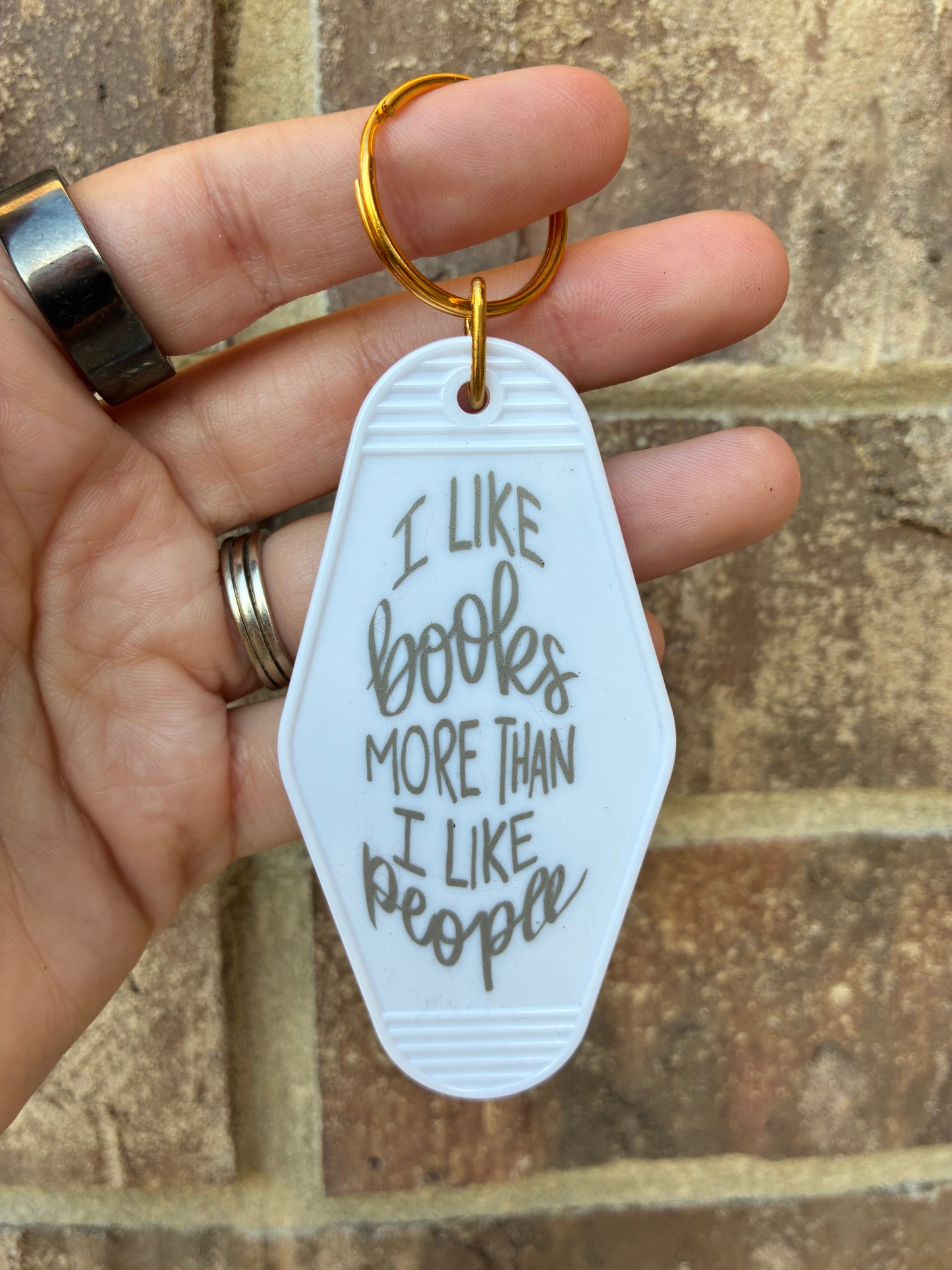 I like books more than I like people Keychain