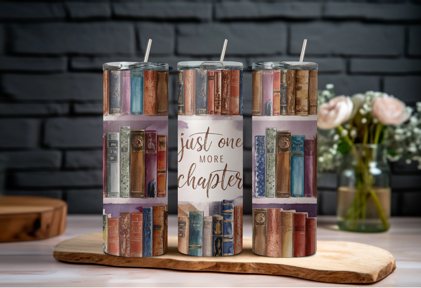 Just One More Chapter Vintage Books Tumbler