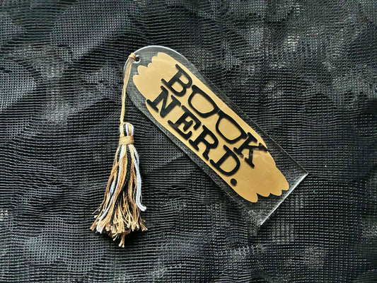 Dark tan book nerd bookmark