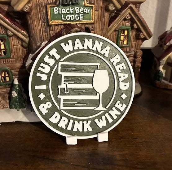 Read and drink wine sign or coaster